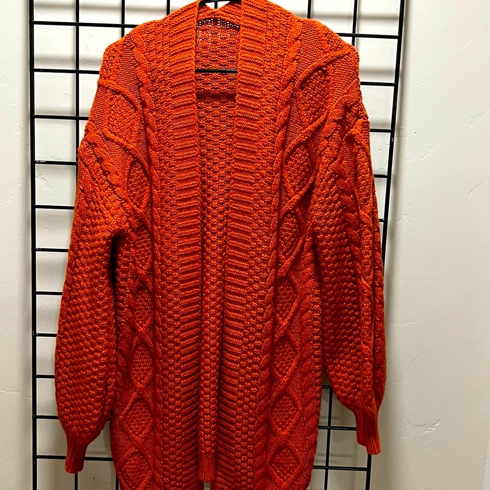 Medium Chunky burnt orange sweater cardigan​